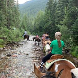 riding through a creek