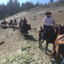 horse riding on a hill trail